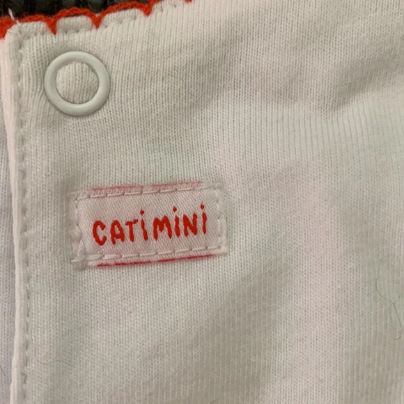 catimini dress 9 mo girl floral cat face bubble hem sailor stripes - Picture 3 of 5